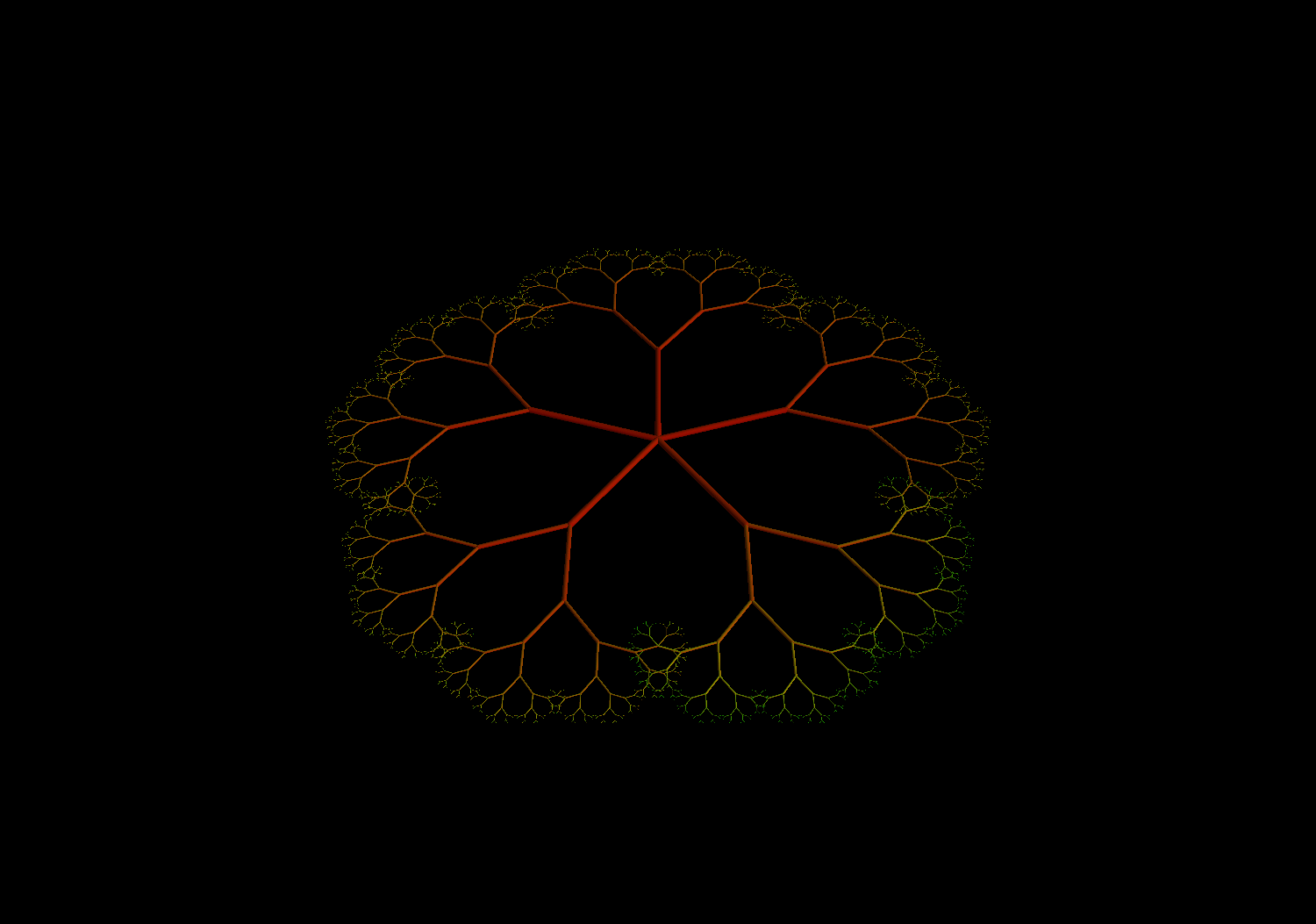 Harmonic Fractal Tree 5-Fold Symmetry Golden Ratio