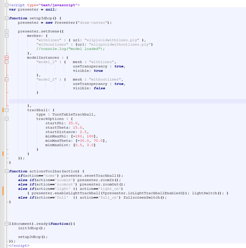 Javascript code for setting up 3D-HOP